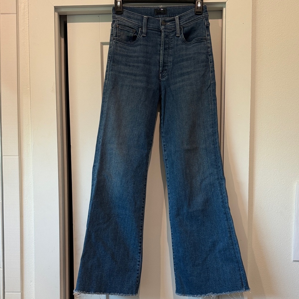 MOTHER Dark Blue Flare Frayed Hem "Tomcat" style